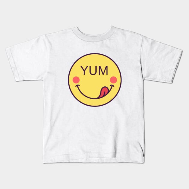 Emoji face with phrase Yum Kids T-Shirt by DmitryMayer